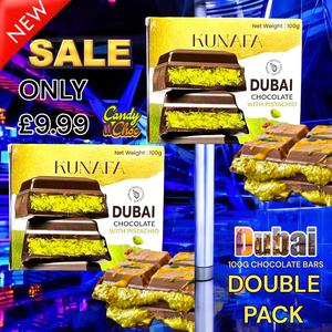 Dubai Chocolate Kunafa with Pistachio - UKC Double Pack Viral 100g Chocolate Bar - Imported from UAE - Snack and Dessert