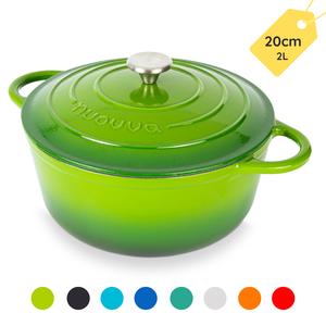 Cast Iron Pot Kitchen Pot with Lid – Non-Stick Ovenproof Enamelled Casserole Pot, Oven Safe up to 500° F – Sturdy Dutch Oven Cookware – 2.1 Quart (1.9L), 20cm - by nuovva