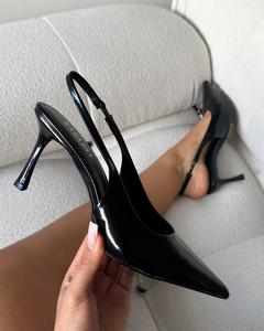 SIMMI Liorra Black Box Sling Back Court Shoes 3 inches Heel - Everyday Women's Shoes