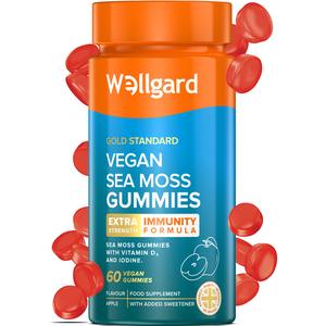 Wellgard Vegan Sea Moss Gummies, Sea Moss Supplement, Black Sea Moss, Vitamin Gummies, Natural Seamoss