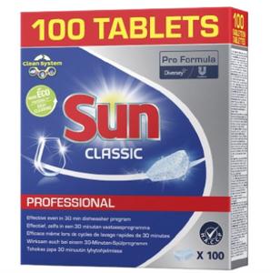 100pc Sun Professional Classic Dishwasher Tablets - Powerful Cleaning for Sparkling Dishes Household Pack Detergent