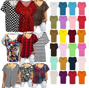 Fashion Luva Women’s Short Sleeve Plus Size Basic T-Shirt | lightweight Plain V-Neck Elegant oversize for Casual Wear | Loose Summer Tees Tunic Tank Tops Comfort Fit Jeans Lace Birthday Comfortable Garment Womenswear Essential  C09 Fabric