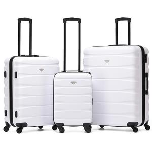 Flight Knight Hard Shell ABS Medium, Large Check-In And Carry On Suitcases - SAFIR - White/Black