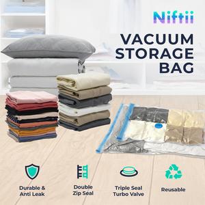 CUQOO Vacuum Storage Bag - 80% More Space - 6 Pack, Mixed Sizes Vacuum Bags for Clothes - Waterproof Clothes Storage Bag with Double-Zip Seal, Large Space Saving Plastic Compression Bags-Clothes Bedding Travel Home Duvet Air Bag Organiser, Bargain Set