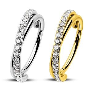 Oufer 20G Entwine CZ Hinged Segment Nose Ring 316L Stainless Steel