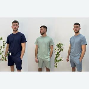 Clovu Men's Summer Short-Set T-Shirt and Shorts Set - Beige, Tropical, Suits, Shortsleeve, Clothing, Formal, Menswear, Plain (MTS-730) Classic Elegant Simple Stylish Outfit Holiday Set