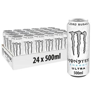Monster Energy Ultra White 500ml Pack of 24 Sugar-Free Sports Drink High Energy Boost for Gym & Workouts
