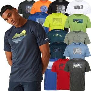 2 Pack Regatta Quick Dry Mens Printed T-Shirt Wicking Moisture Running Gym Breathable Top