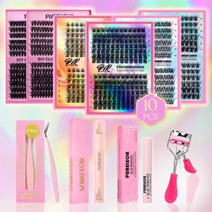 PURELEOR Cluster Lashes Kit Bundle Individual Eyelash Extensions Big Box