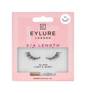002 3/4 LENGTH LASH- 18 Hour Hold Lash Glue Included - Eyelashes Makeup Pack Cosmetic Lash Extensions Gifting Presents Beauty Reusable Long Lasting eyelashes Valentines Day Gifting Beauty