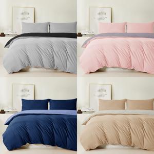 AR Ware Reversible Microfiber Duvet Cover Set – Double-Sided Colour, Ultra Soft & Breathable, Wrinkle-Resistant, Easy Care – Pillowcases Included – UK Sizes: Single, Double, King, Super King