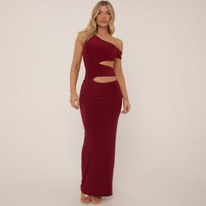 Asymmetric One Shoulder Cut Out Maxi Dress