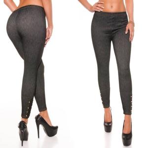 KOUCLA DENIM LEGGINGS WITH RIVETS - BLACK Bottoms Womenswear premium jagging style fashion
