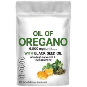 Oregano Oil 6000mg 300 Softgels Capsules - Black Seed Oil Immune Antioxidant - Edible, Healthcare