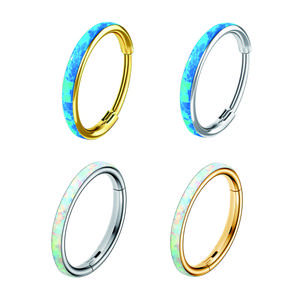 Oufer 18G/20G Opal Nose Ring Hinged Segment Helix Earring Nose Piercing Hoop