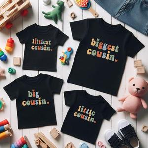 Biggest To Littlest Cousin Matching Black T-Shirts
