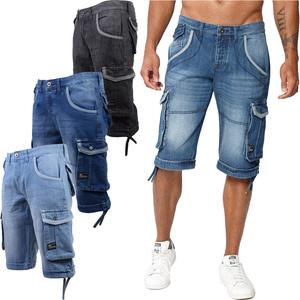 Crosshatch Mens Denim Cargo Shorts Relaxed Multi Pockets 3/4 Long Knee Length Combat Pants Casual Classic