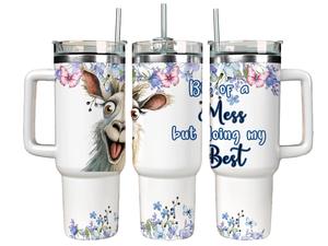 Personalised 40oz Llama Tumbler with Straw Drinking Cup for Him or Her