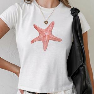 Starfish Print T-Shirt - Womens Baby Tee - Salty Pixie