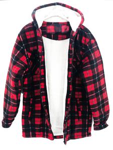 Fashion Luva Cozy Up in Style: Men's and Women's Fleece Padded Lumberjack Shirts with Sherpa Fur Lining, Hood, and Quilted Thermal Design - Perfect for Warmth and Fashion Menswear Coats