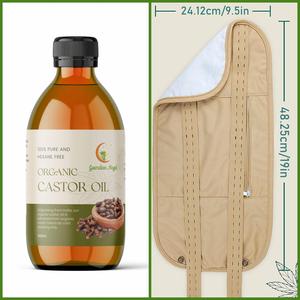 Organic Castor Oil 2 Piece Pack with Bamboo Body Wrap Body Care Remedy Cosmetic Skin Care Comfort Cleanser Skin Repair