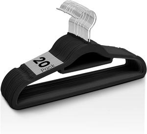 Sasha Morel 20/50 Pack Velvet Hangers | Non Slip Velvet Hangers For Clothes with Tie Organisers | Space Saving Hangers and 360° Swivel Hooks | Clothes Hangers Wardrobe Storage Organiser