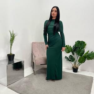 Ladies Modest Waist Ruched Dress UK Onesize 6-14 - Casual Women's Dress - Womenswear