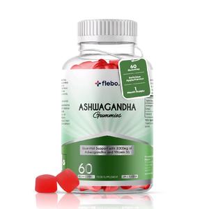 Flebo Vegan Ashwagandha Gummies 60 Two-a-Day Gummies Natural Stress & Anxiety Relief High Strength Ashwagandha with Vitamin B6 Apple Flavour Healthcare Fitness Dietary