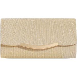 Silver Clutch Bags, Women's Clutches Evening Bags with Detachable Chain, Sequin Bag Envelope Handbags Purses for Women Bridal Prom Party Wedding