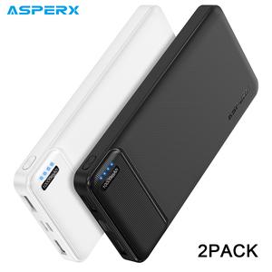 AsperX 10000mAh 2 Pack Power Bank 0.5in Slim Portable Charger, USB-C in&out High-speed Charging Battery Pack, Charge Three Devices at Once, External Phone Powerbank suit for iPhone 16 15 14, Samsung, Gift for Couple