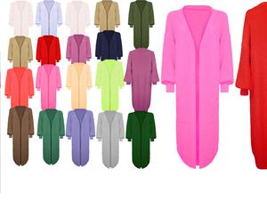 New balloon arm sleeve cardigan chunky knitted oversized maxi plus size open front Longline Floaty Cardigan 2 Side Pockets Comfort Fit Womenswear Women Lady Long Sleeve Knitting Knitwear Tops Longsleeves