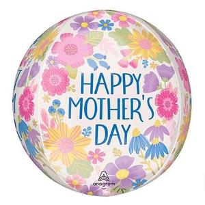 Happy Mother's Day Botanical Floral Orbz Foil Helium Balloon 38cm / 15 in