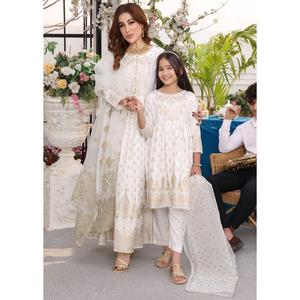 HK245 Gavinchi - White Readymade Mother & Daughter Dress