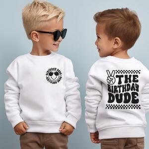 Birthday Dude Front & Back Graphic Kids Sweatshirt