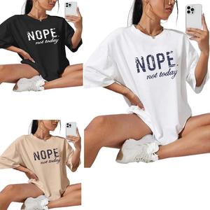 Women's T Shirt Ladies Oversized Baggy Fit Short Sleeve Slogan T-shirt Tee Tops UK Size 8-16 Cotton Casual Lightweight Comfortable Breathable Womenswear