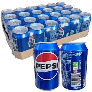 Pepsi Regular GB Plain Pack Can 330ML - Pack of 24, Beverage Soda with Barcode
