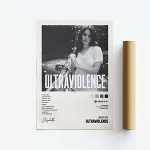 Lana Del Rey, Ultraviolence, Minimalist Print/Poster, Music Album Tracklist Wall Art, A5, A4, A3, A2, Unframed