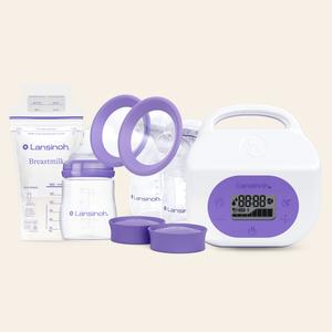 Lansinoh Rechargeable Double Electric Breast Pump Kit, with FREE Milk Storage Bags & Feeding Bottle, 3 Pumping Styles and 8 Suction Levels