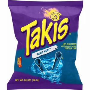Takis Blue Heat Rolled Tortilla Chips - 3.250z (92.3g) Snack Crispy Spicy Crunchy Traditional