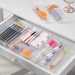 14 Pcs Drawer Organizer Storage Trays For Kitchen for Makeup, Bedroom, Office, Desk, Versatile Plastic Clear Drawer Organizer. Boxes