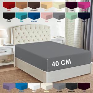 Extra Deep Premium quality Microfiber Fitted Bed Sheets - Available in 40cm & 25cm Deep options Winkle Free, Ultra Soft & Elastic Fitted