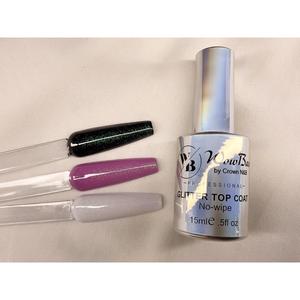 WowBao Glitter Top Coat GT03 - No Wipe, Professional Gel Finish, 15ml