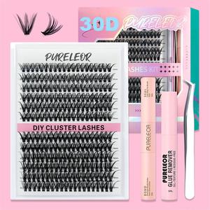 PURELEOR 30D 40D Cluster Lashes Kit DIY Eyelashes Extensions