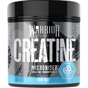 Warrior Pure Creatine Monohydrate Powder - Blue Raspberry - 300g (60 Servings) - Easy Dissolve - (Not Creatine Gummies or Creatine Tablets) - Recommended for both Women and Men
