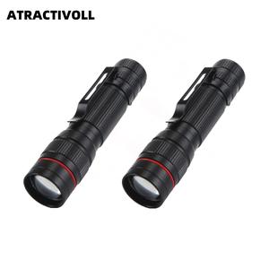 【ATRACTIVOLL】1/2PCS Super Bright Box Torch Tactical Light USB Rechargeable LED Flashlight  518 Telescopic zoom flashlight zoom flashlight