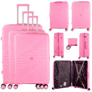 Wow Travel Set of 3 Hard Case Luggage Trolley Suitcase with 4 Spinner Wheels Patterned Durable