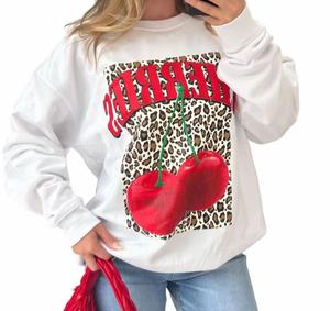 Fashion Luva New CHERRIES Leopard Print Pullover Sweatshirt Ladies Jumper Dress Top In Plus Size. Sweater Long Sleeve Casual Comfort Womenswear