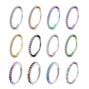 Summer Vibe Nose Ring Hinged Segment CZ Hoop Nose Helix Tragus Piercing 316L Stainless Steel 20G