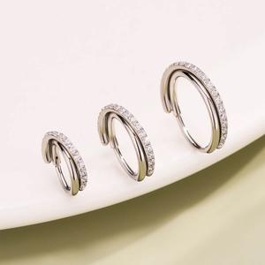 20G Entwine CZ Hinged Segment 316L Stainless Steel Nose Ring Cartilage Earring
