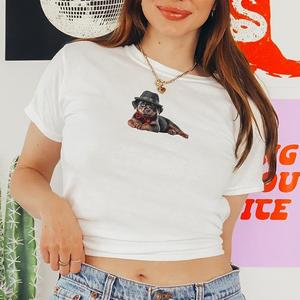 Chocolate Lab Print T-Shirt - Womens Baby Tee - Salty Pixie